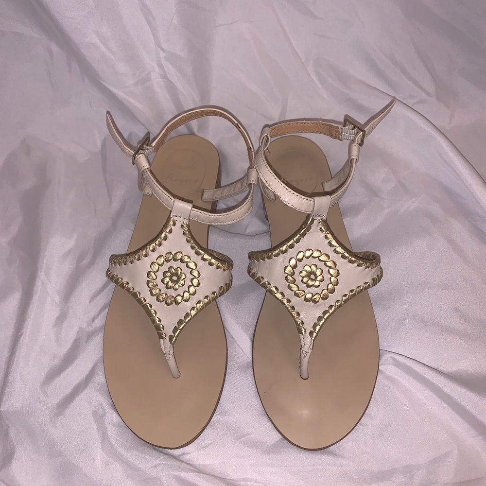 Jack Rogers Gold and White Maci Sandals